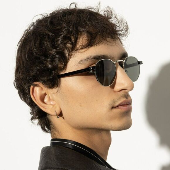 NEW Saint Laurent SL707 002 Gold Havana Green Oval Unisex Sunglasses - Picture 13 of 13